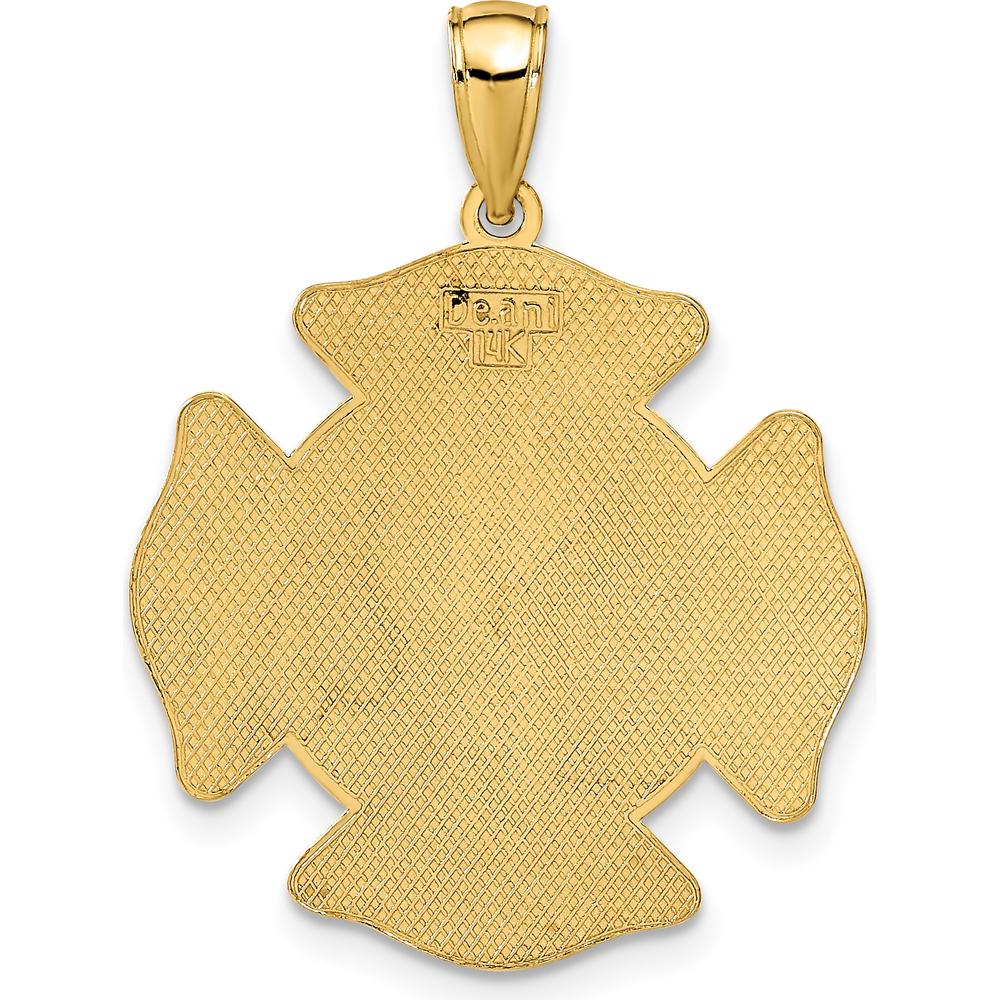 14K Yellow Gold Large FD St. Florian Badge Pendant - Protective Firefighter Charm by Oro Pregiato