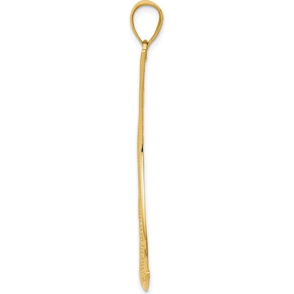 14K Yellow Gold Large Filigree Moon Pendant with Open Back Design - 43mm Length by Oro Pregiato