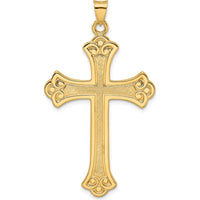14K Yellow Gold Large Fleur de Lis Cross Pendant - Polished and Textured Finish by Oro Pregiato