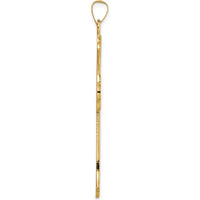 14K Yellow Gold Large Fleur de Lis Cross Pendant - Polished and Textured Finish by Oro Pregiato
