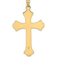 14K Yellow Gold Large Fleur de Lis Cross Pendant - Polished and Textured Finish by Oro Pregiato