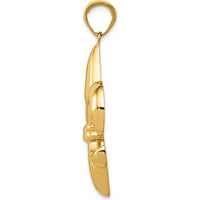 14K Yellow Gold Large Fleur-De-Lis Pendant - Polished 45mm Length by Oro Pregiato