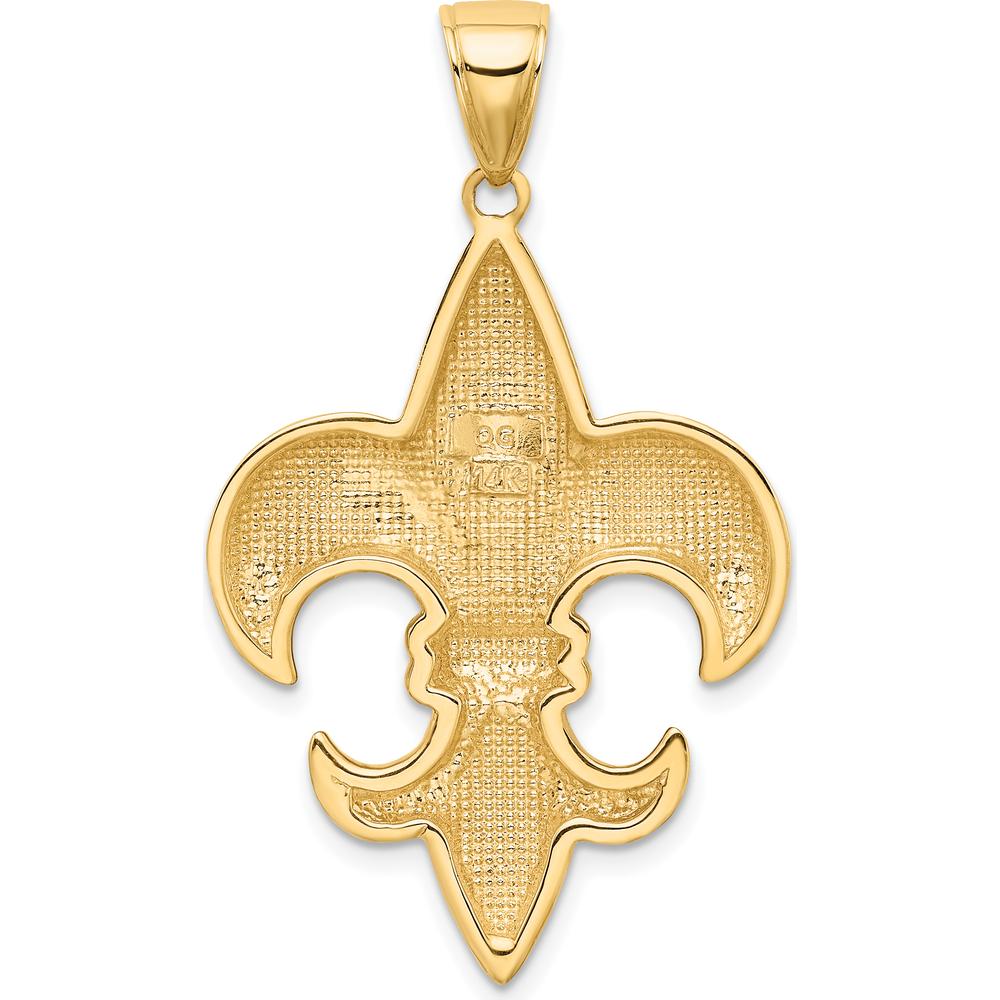 14K Yellow Gold Large Fleur-De-Lis Pendant - Polished 45mm Length by Oro Pregiato