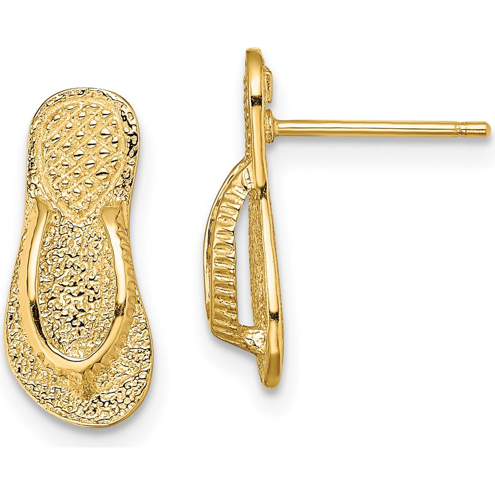 14K Yellow Gold Large Flip-Flop Post Earrings - Polished Finish by 0