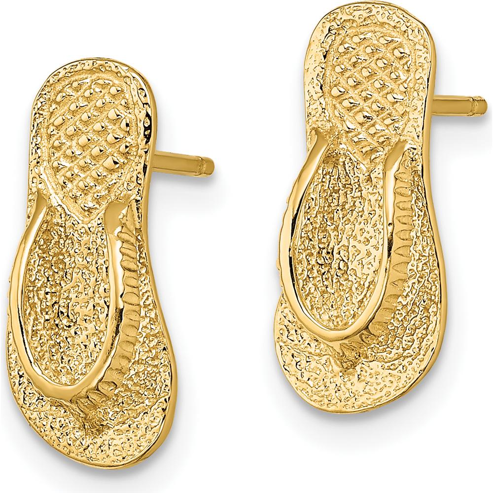 14K Yellow Gold Large Flip-Flop Post Earrings - Polished Finish by 0