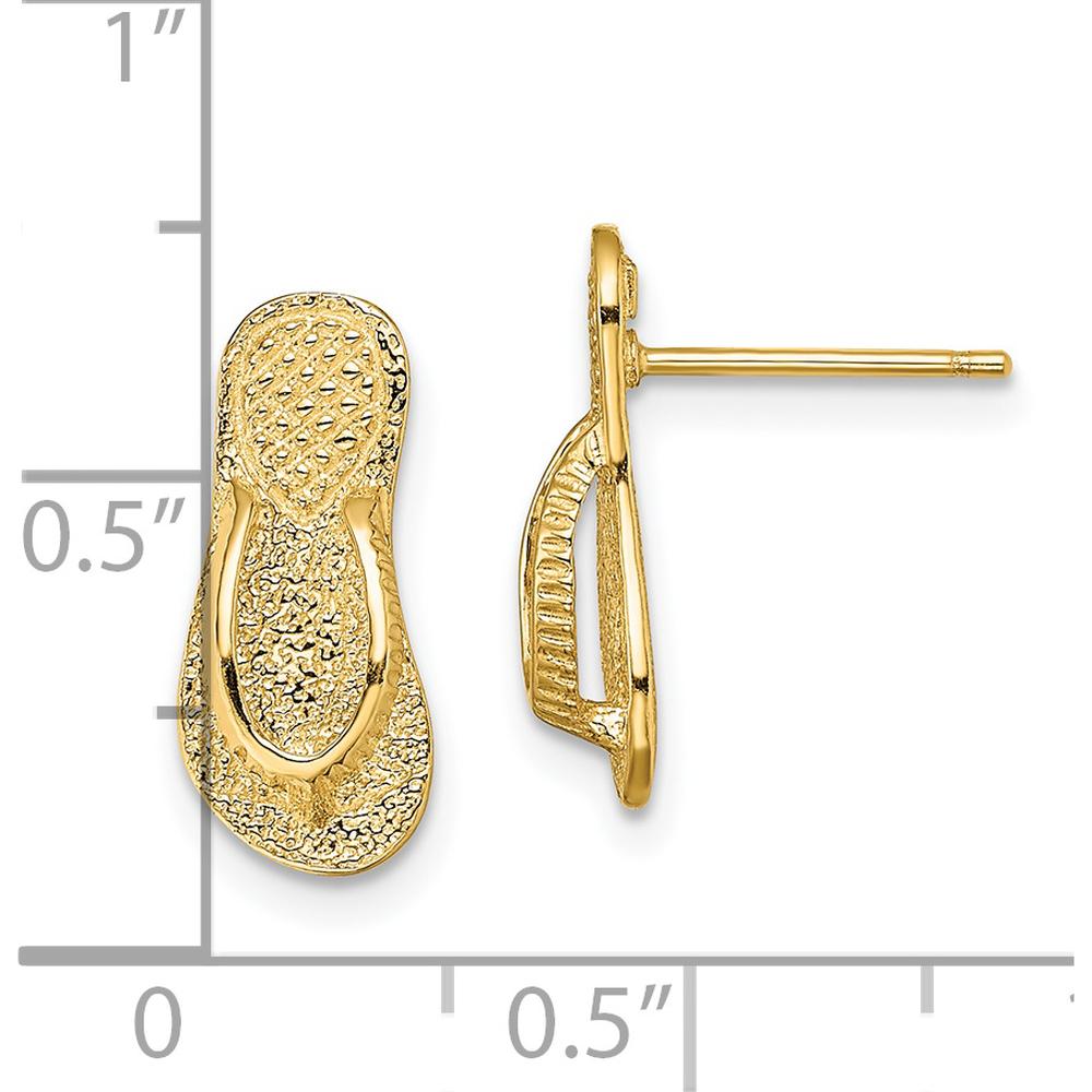 14K Yellow Gold Large Flip-Flop Post Earrings - Polished Finish by 0