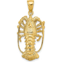 14K Yellow Gold Large Florida Lobster Pendant with Polished and Textured Finish - 27mm by Oro Pregiato