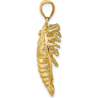 14K Yellow Gold Large Florida Lobster Pendant with Polished and Textured Finish - 27mm by Oro Pregiato