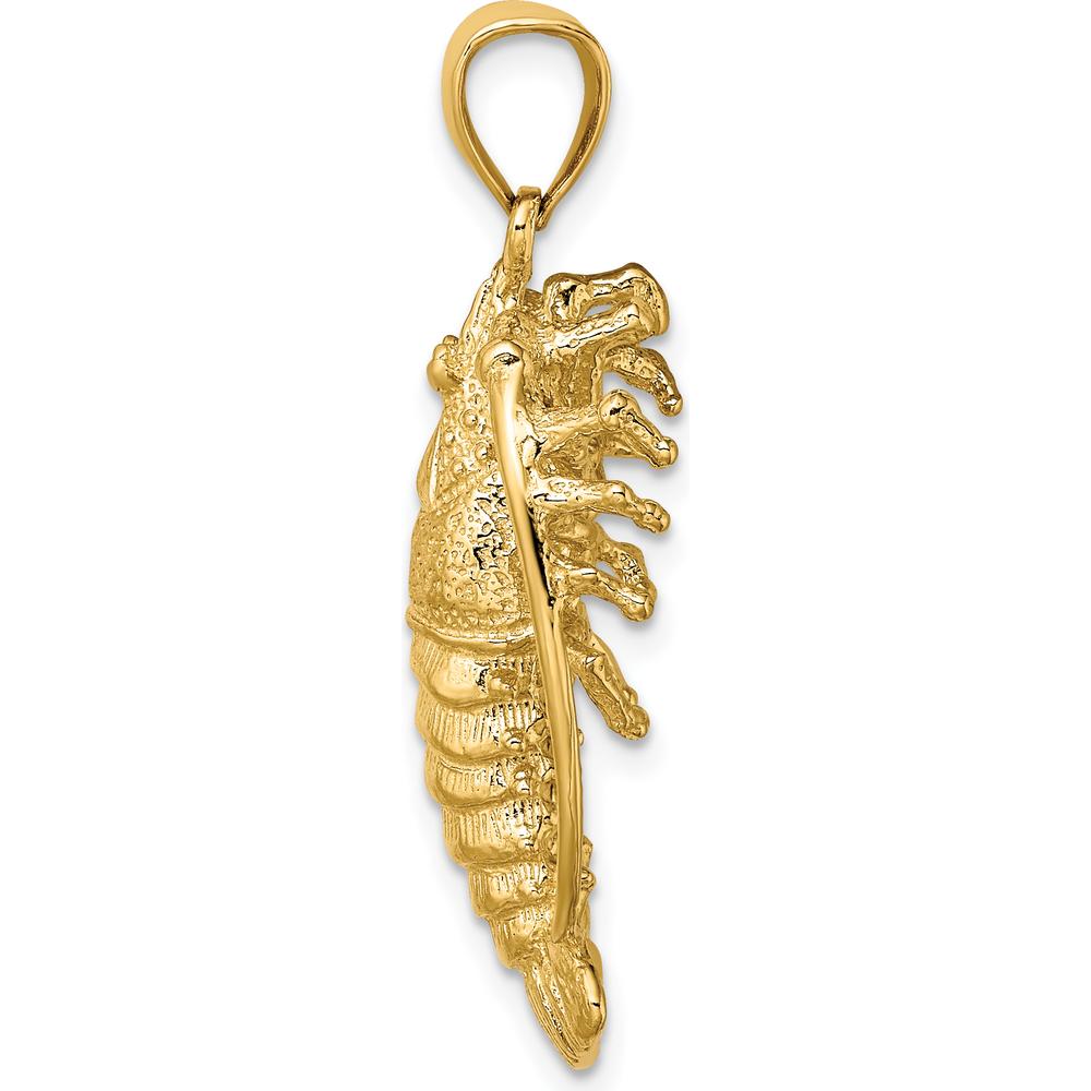 14K Yellow Gold Large Florida Lobster Pendant with Polished and Textured Finish - 27mm by Oro Pregiato