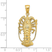 14K Yellow Gold Large Florida Lobster Pendant with Polished and Textured Finish - 27mm by Oro Pregiato