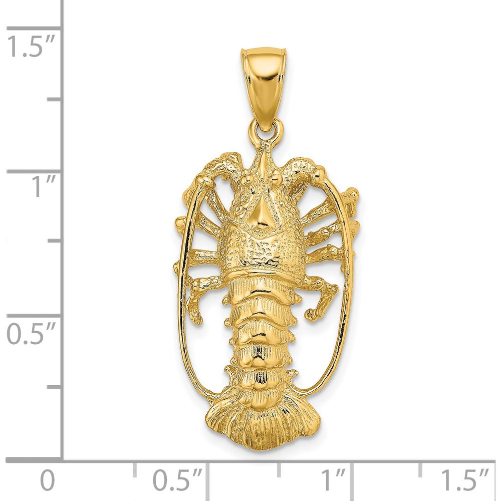 14K Yellow Gold Large Florida Lobster Pendant with Polished and Textured Finish - 27mm by Oro Pregiato