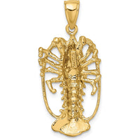 14K Yellow Gold Large Florida Lobster Pendant with Polished and Textured Finish - 27mm by Oro Pregiato