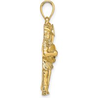 14K Yellow Gold Large Gemini Zodiac Charm with 3D Design and Polished Finish by Oro Pregiato