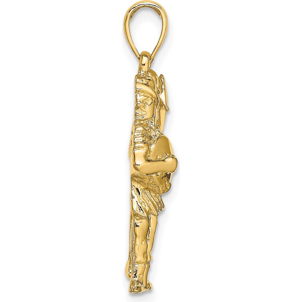 14K Yellow Gold Large Gemini Zodiac Charm with 3D Design and Polished Finish by Oro Pregiato