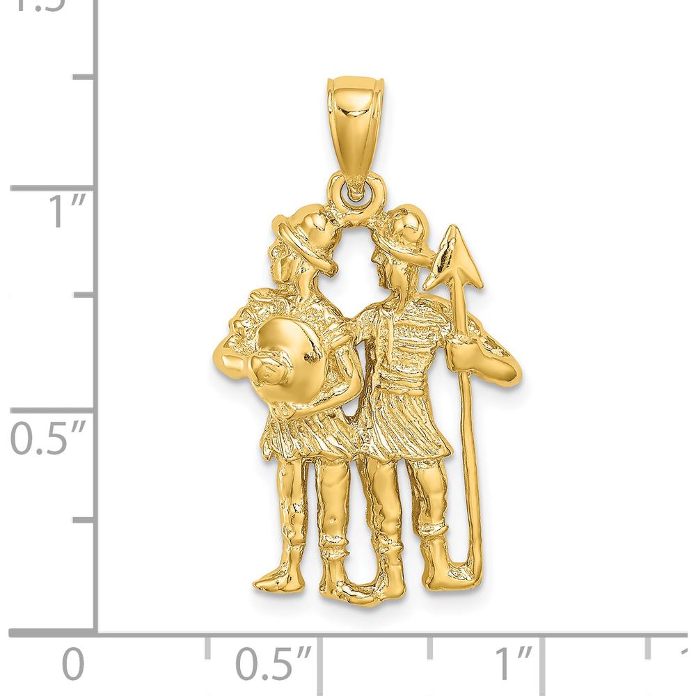 14K Yellow Gold Large Gemini Zodiac Charm with 3D Design and Polished Finish by Oro Pregiato