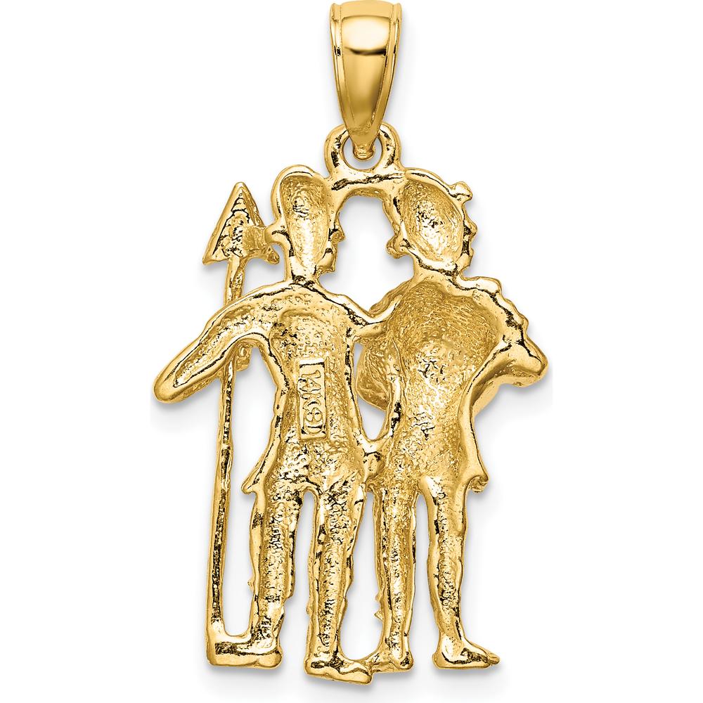 14K Yellow Gold Large Gemini Zodiac Charm with 3D Design and Polished Finish by Oro Pregiato