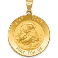 14K Yellow Gold Large Hollow St. Anthony Medal Pendant - Polished & Satin Finish by Oro Pregiato
