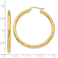 14K Yellow Gold Large Hoop Earrings with Diamond-Cut Texture by 0