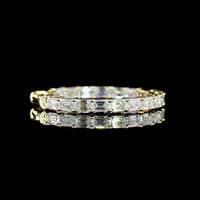 14K Yellow Gold Large Hoop Earrings with East-West Emerald Cut Lab Diamonds - 3.22 Carats Total Diamond Weight - Covaloro Fine Jewelry