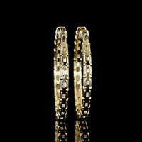 14K Yellow Gold Large Hoop Earrings with East-West Set Emerald Cut Lab Diamonds - 8.08 Carat Total Weight, E-F Color, VVS1 Clarity - Covaloro Fine Jewelry