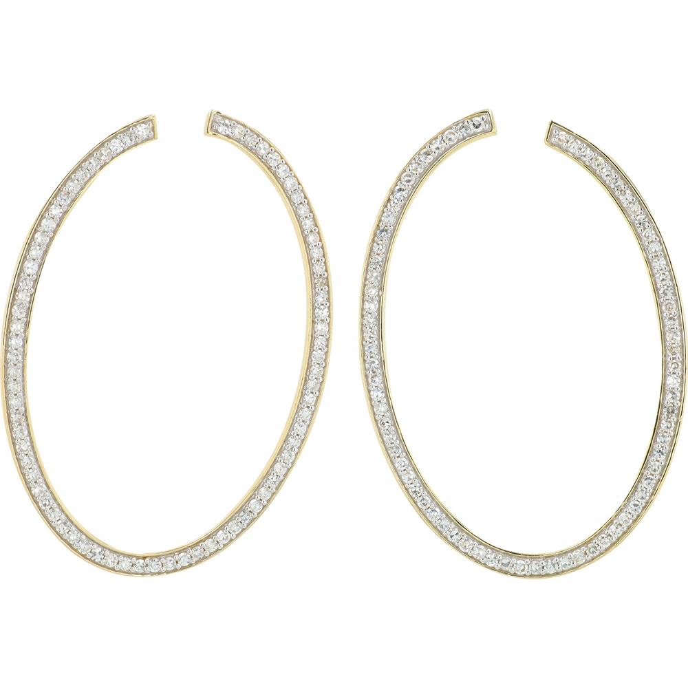 14K Yellow Gold Large Hoop Earrings with Lab Grown Diamonds - 1.50 Carat Total Diamond Weight