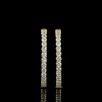 14K Yellow Gold Large Hoop Earrings with Prong-Set Round Lab Diamonds - 3.05 Carats Total Diamond Weight - Covaloro Fine Jewelry