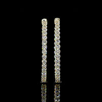 14K Yellow Gold Large Hoop Earrings with Prong-Set Round Lab Diamonds - 3.84 Carats Total Diamond Weight - Covaloro Fine Jewelry