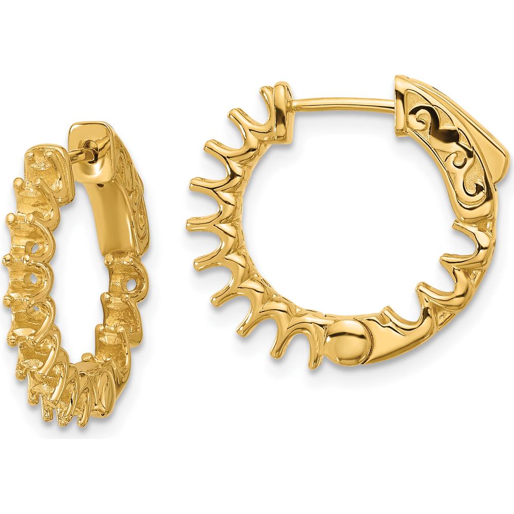 14K Yellow Gold Large Hoop Earrings with Safety Clasp and Polished Finish - 17.1mm Length, 2.3mm Width by Oro Pregiato