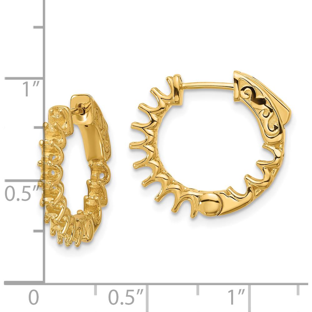 14K Yellow Gold Large Hoop Earrings with Safety Clasp and Polished Finish - 17.1mm Length, 2.3mm Width by Oro Pregiato