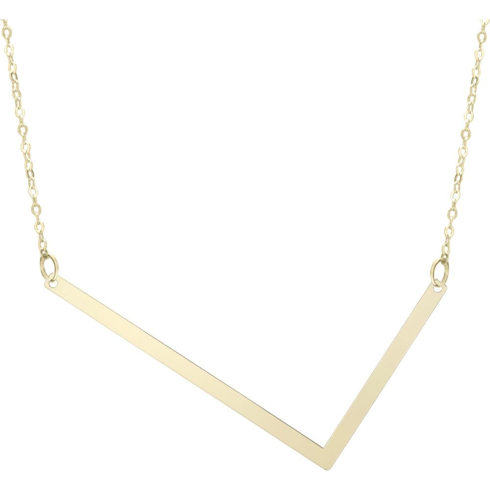 14K Yellow Gold Large Initial L Necklace - 18" Fashion Necklace by Orozza Fine Jewelry