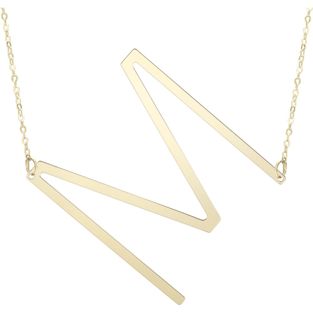 14K Yellow Gold Large Initial "M" Necklace - 18" - Yours Truly Collection by Orozza Fine Jewelry