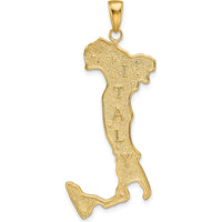14K Yellow Gold Large Italy Map Pendant with Engraved "ITALY" - Solid Gold Charm by Oro Pregiato