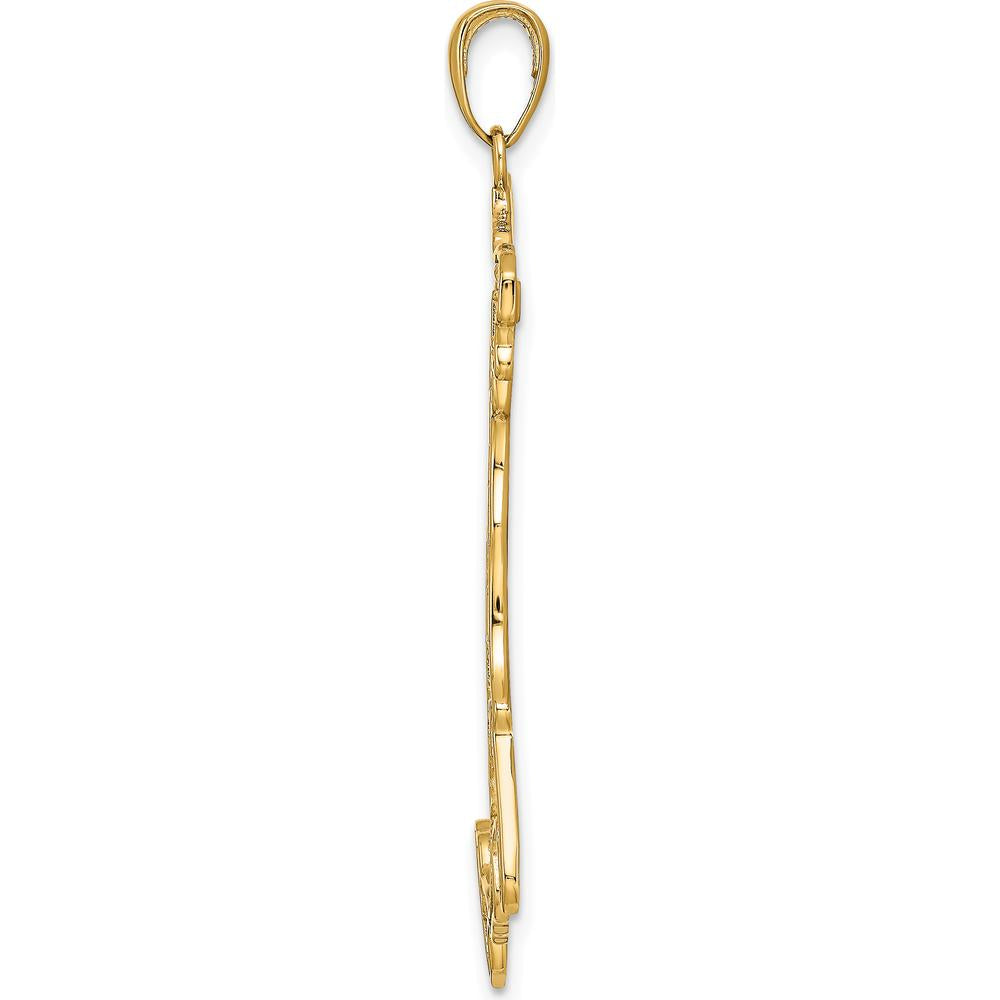 14K Yellow Gold Large Italy Map Pendant with Engraved "ITALY" - Solid Gold Charm by Oro Pregiato