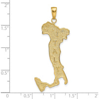 14K Yellow Gold Large Italy Map Pendant with Engraved "ITALY" - Solid Gold Charm by Oro Pregiato