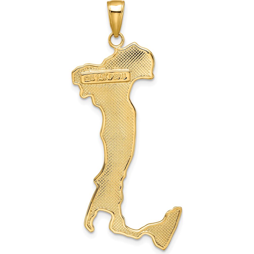 14K Yellow Gold Large Italy Map Pendant with Engraved "ITALY" - Solid Gold Charm by Oro Pregiato