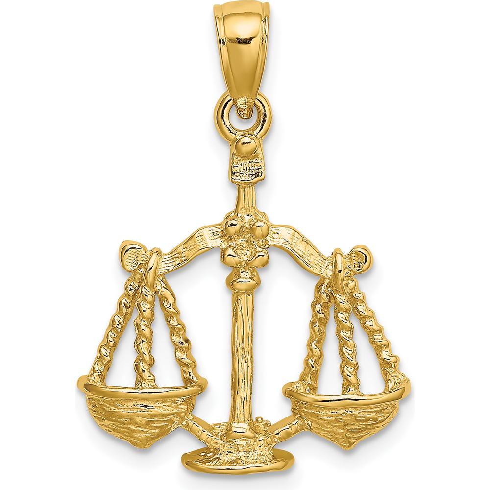 14K Yellow Gold Large Libra Zodiac Charm Pendant - 26mm Length by Oro Pregiato