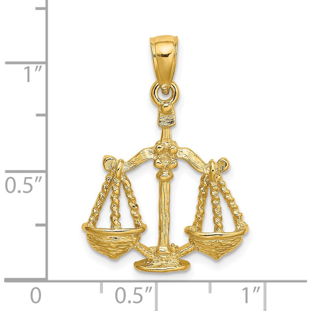 14K Yellow Gold Large Libra Zodiac Charm Pendant - 26mm Length by Oro Pregiato