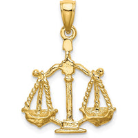 14K Yellow Gold Large Libra Zodiac Charm Pendant - 26mm Length by Oro Pregiato