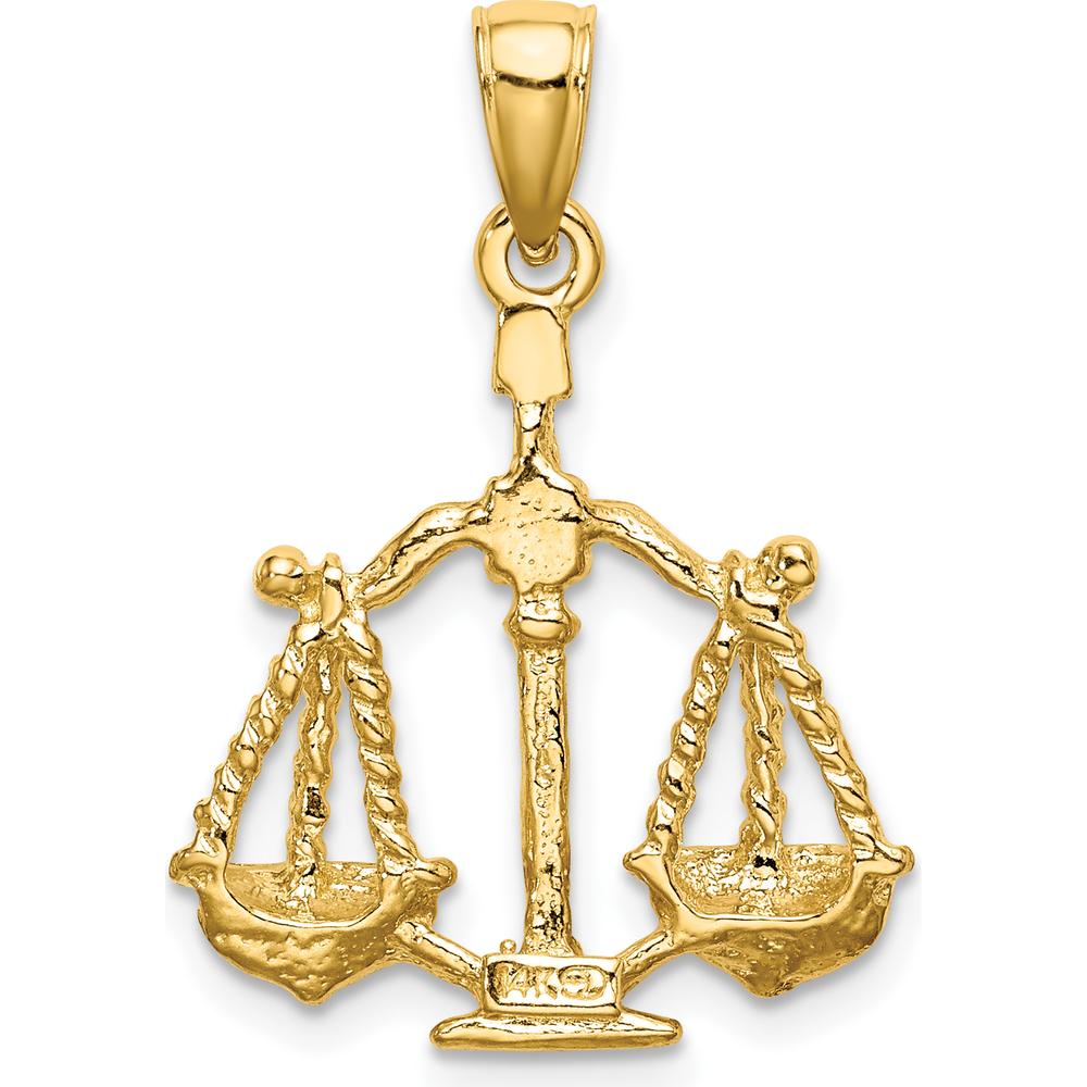 14K Yellow Gold Large Libra Zodiac Charm Pendant - 26mm Length by Oro Pregiato