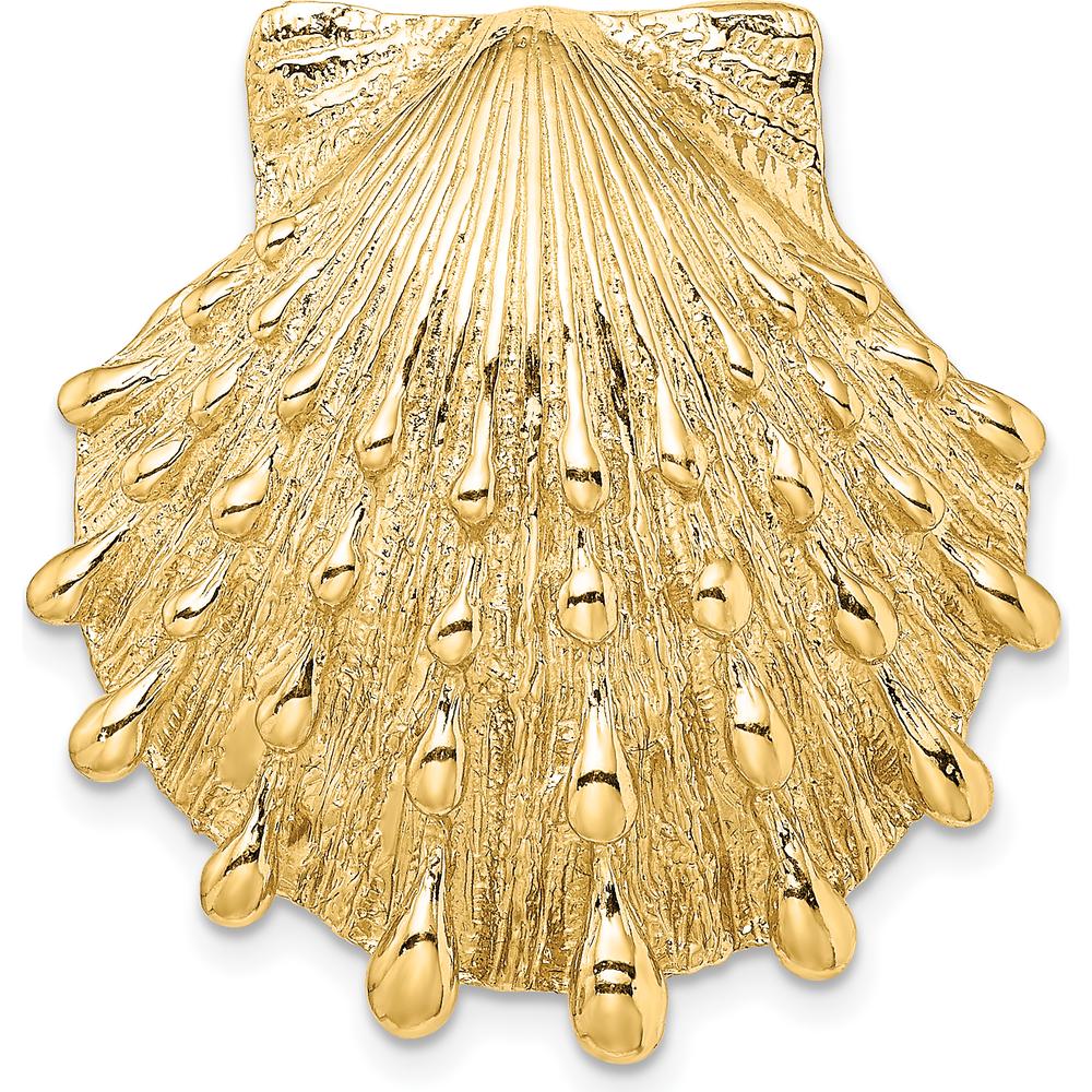 14K Yellow Gold Large Lion's Paw Shell Omega Slide Pendant - Textured Polished Finish by 0