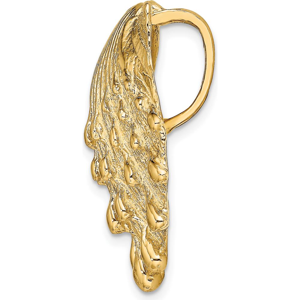 14K Yellow Gold Large Lion's Paw Shell Omega Slide Pendant - Textured Polished Finish by 0