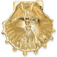14K Yellow Gold Large Lion's Paw Shell Omega Slide Pendant - Textured Polished Finish by 0