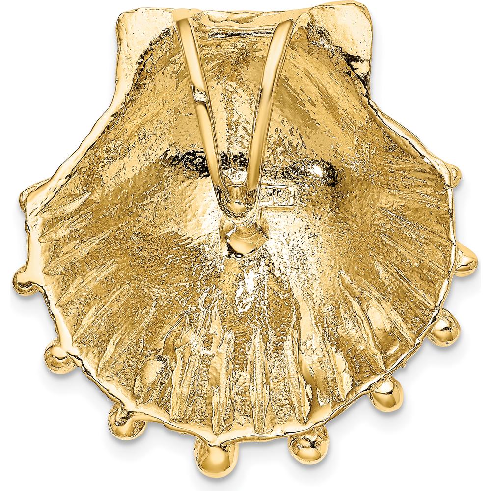 14K Yellow Gold Large Lion's Paw Shell Omega Slide Pendant - Textured Polished Finish by 0