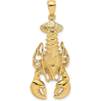 14K Yellow Gold Large Lobster Pendant with Moveable Claws - 30.5mm by Oro Pregiato