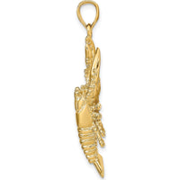 14K Yellow Gold Large Lobster Pendant with Polished Nautical Motif by Oro Pregiato