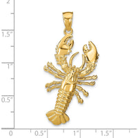 14K Yellow Gold Large Lobster Pendant with Polished Nautical Motif by Oro Pregiato