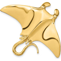 14K Yellow Gold Large Manta Ray Omega Slide Pendant - Ocean-Inspired Marine Design by Oro Pregiato