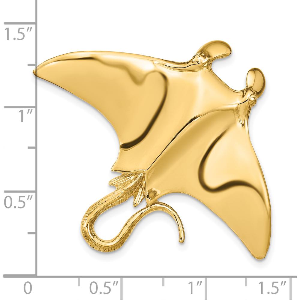14K Yellow Gold Large Manta Ray Omega Slide Pendant - Ocean-Inspired Marine Design by Oro Pregiato