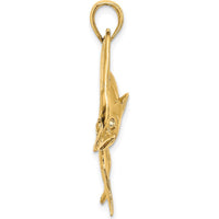 14K Yellow Gold Large Marlin Pendant with Polished and Satin Finish by Oro Pregiato