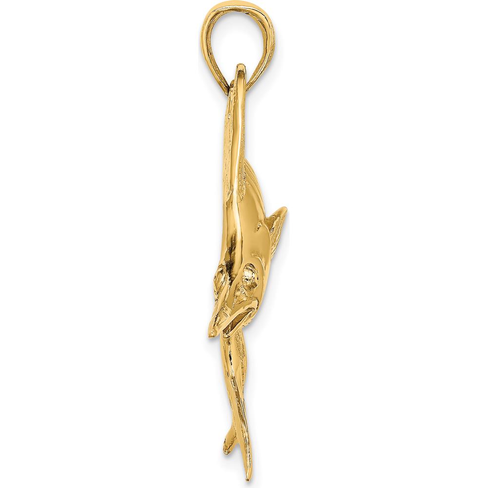 14K Yellow Gold Large Marlin Pendant with Polished and Satin Finish by Oro Pregiato